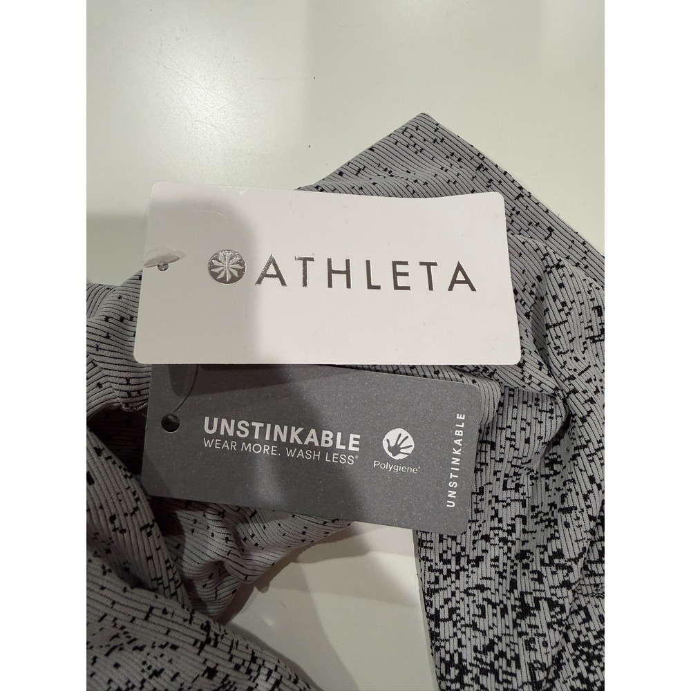 Athleta Momentum Ombre Speckle Turtleneck Gray Black Seamless Thumbhole Top L - Picture 8 of 8